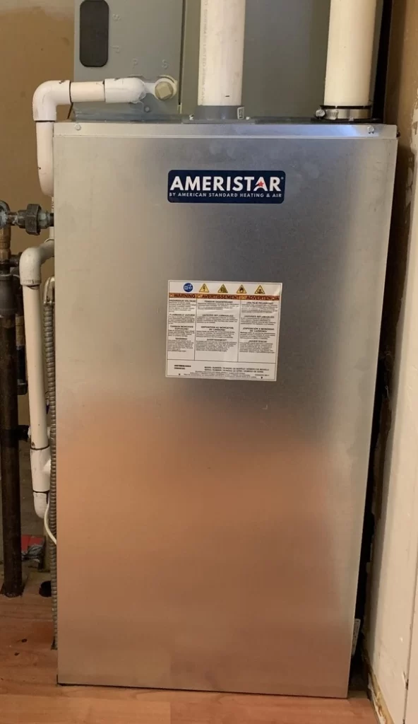 Installation of a single-stage furnace by Tech No Gas in a home in North Vancouver.