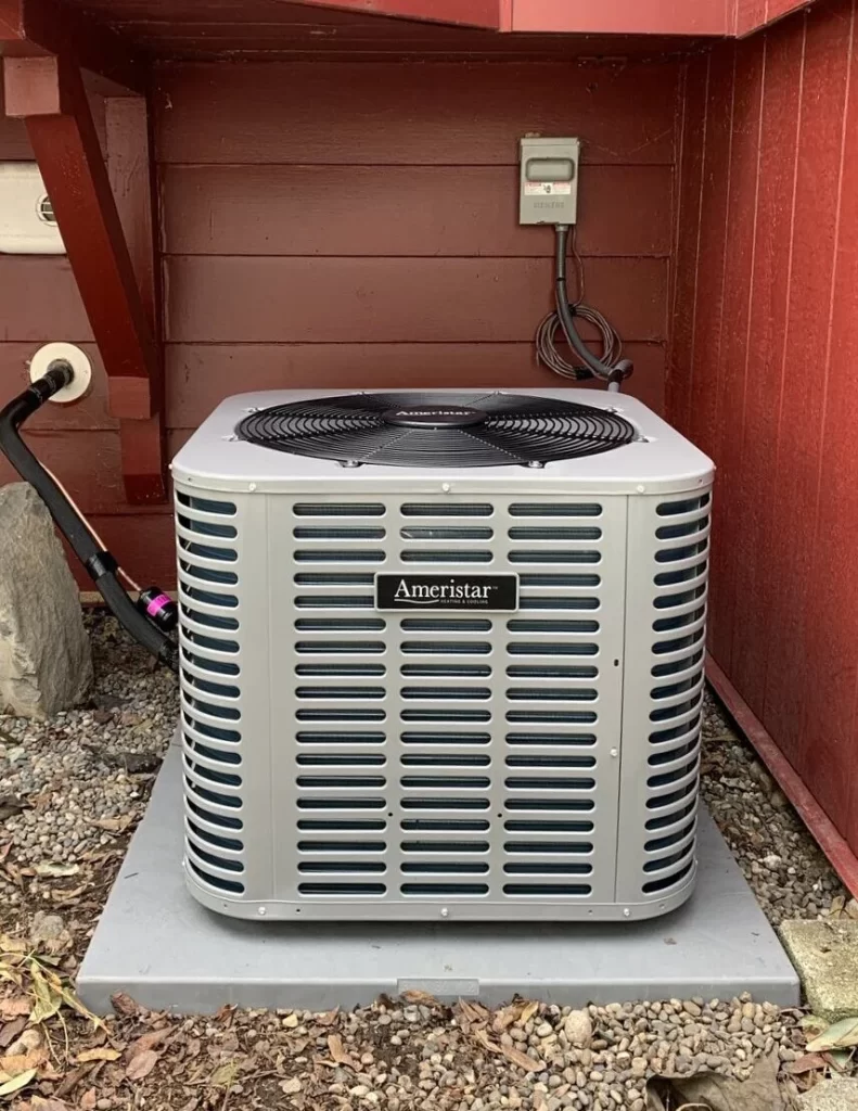 Air conditioner unit newly installed in a residential setting in North Vancouver